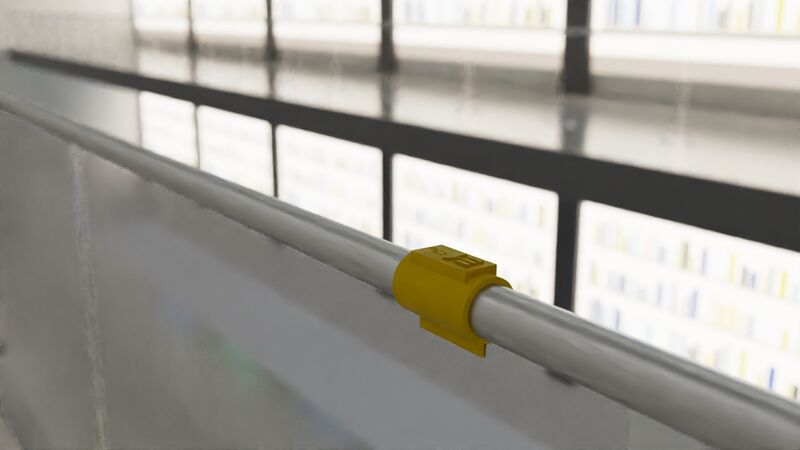 Render of a mall gallery with a DALIL clip on the balustrade handrail.