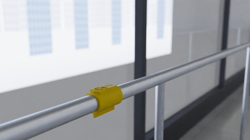 Render of a tower balustrade with a DALIL clip, the city behind.